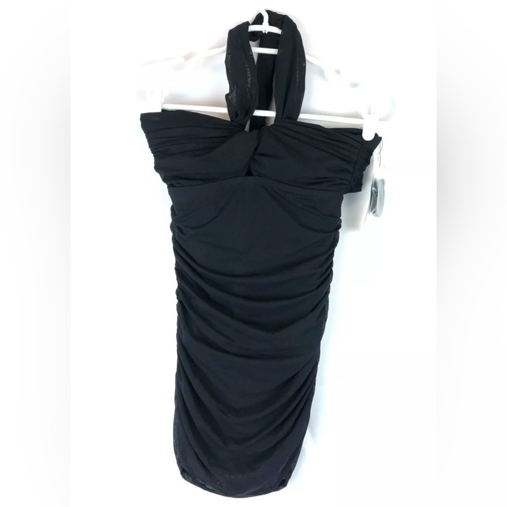 Carmen Marc Valvo Women’s V Wire Halter Black Swimdress Size 4